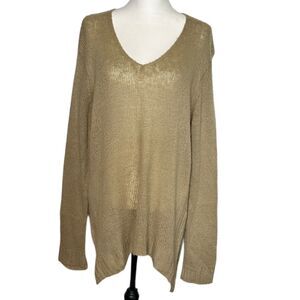 Wooden Ships Open Knit Sweater Mohair Wool M/L Oversized Beachy Earthy Neutral